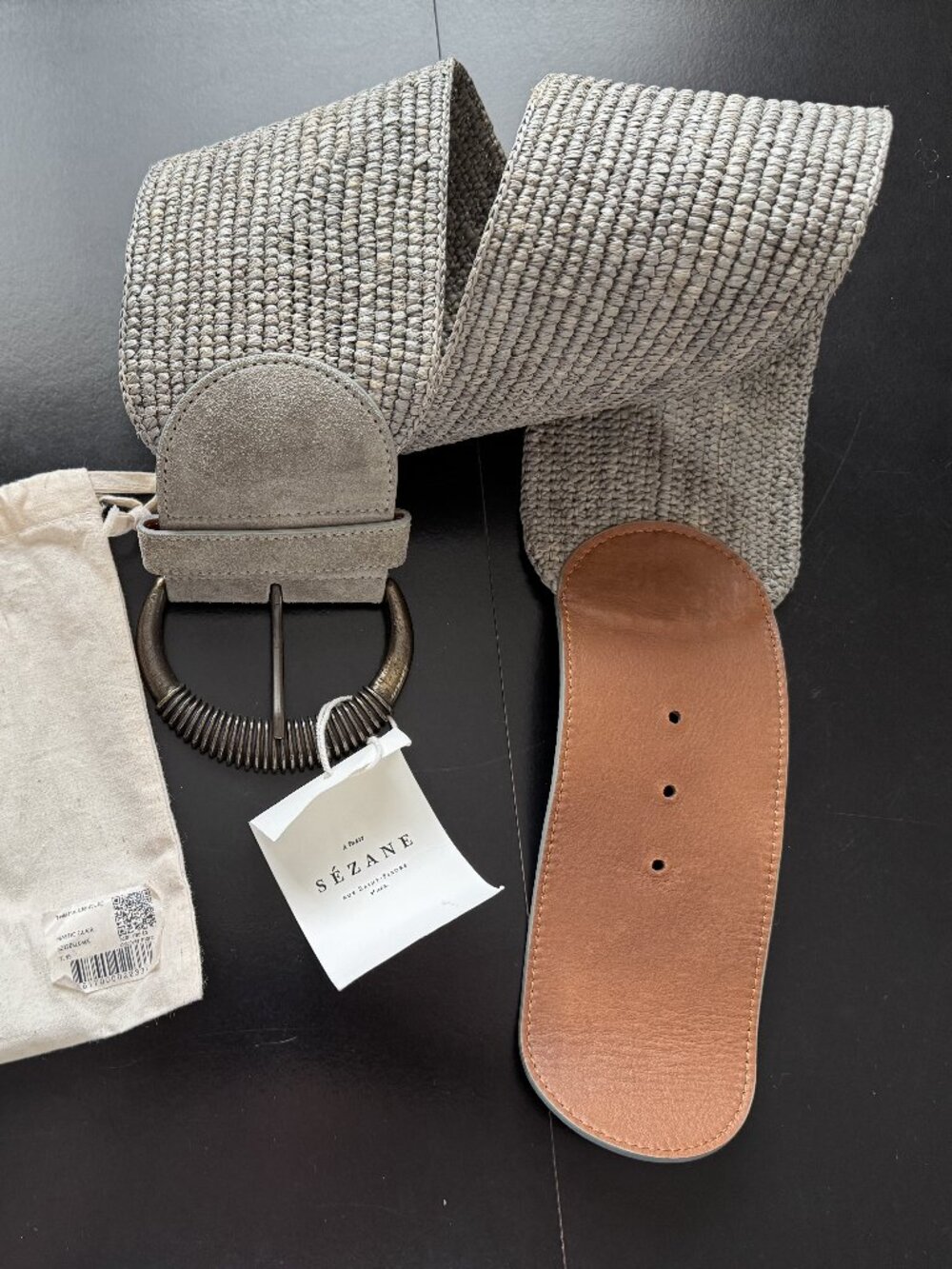Sezane Carlie belt in sauge 95 NWT